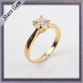 Fashion CZ Prong Setting 925 Silver Goold Plated Jewelry Ring